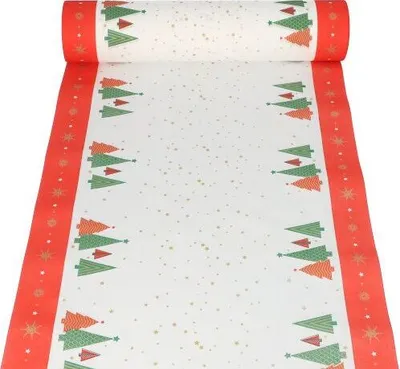 Produktbild von 6 Tischläufer, stoffähnlich, Airlaid 24 m x 40 cm "Plain Christmas Trees"