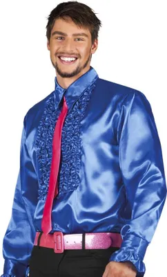 Produktbild von Schlagerstar Rüschenhemd blau Größe: XXL