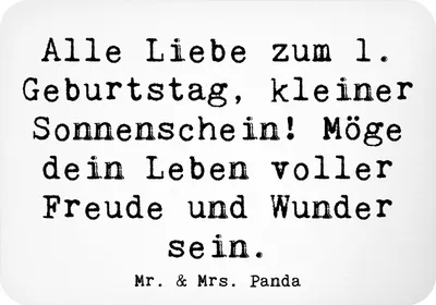 Produktbild von Mr. & Mrs. Panda magnet Spruch 1. Geburtstag Sonnenschein - Weiß - Geschenk, zettelhalter, erster, liebevolle Botschaft, Kühlschrankmagnet, whiteboardmagnet, Alter