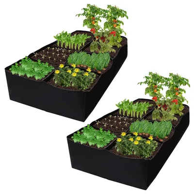 Productafbeelding van Set van 2 plantenbakken voor de tuin, elk met 8 vakken - Verhoogde plantenbakken