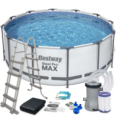 Zdjęcie produktu dla Zestaw basenowy Bestway Steel Pro Max 396x122cm 5618W okrągły basen naziemny