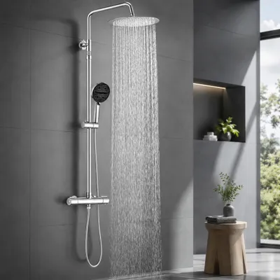 Douchesysteem mit Thermostat, 300 mm Regendusche, Chrom