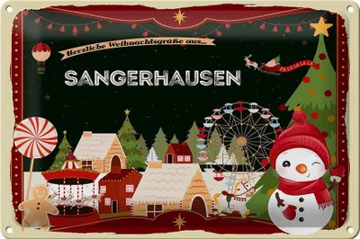 Produktbild von Blechschild Weihnachten Grüße SANGERHAUSEN 30x20cm