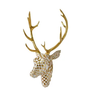 Produktbild von Mosaik Hirschkopf Gold & Weiß