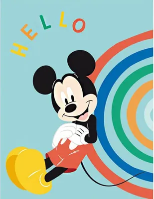 Productafbeelding van Mickey Mouse fleece Plaid Hello 100 x 140 cm