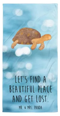 Produktbild von Mr. & Mrs. Panda Strandtuch Schildkröte Marschieren - Oceanblue - Geschenk, Schildkröten, Motivation, Abenteuer, Duschtuch, Inspiration, Lieblingsmensch, Handtuch, Meer