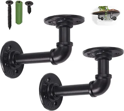 Produktbild von 2Pcs Rohr Regalhalterungen Industrie Regal Halterung Tube Rack Industrie Regal für Bücherregal Gerüstbrett (15 x 8 cm)
