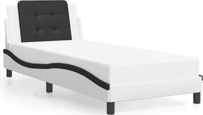 Image de vidaXL Cadre de lit sans matelas "Zadar" blanc et noir 90x200 cm similicuir