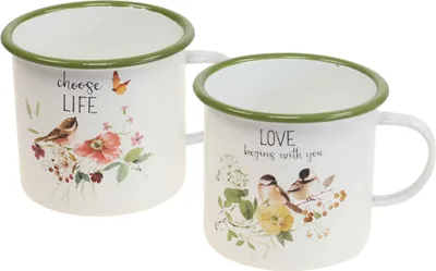 Produktbild von Pflanztasse Emaille Vintage Blumentopf Ø11cm Dekoration