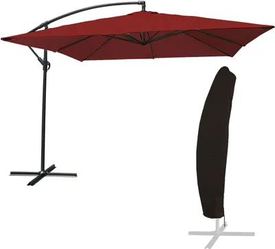 Image de Parasol déporté MOLOKAI carré 2,7x2,7m rouge + housse