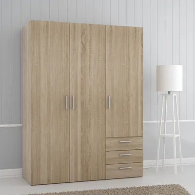 Produktbild von Furniture24 Kleiderschrank - Brooklyn Brks831-D30F - Sonoma Eiche - 139.4 X 185 X 54.2 Cm
