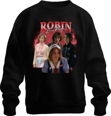 Immagine prodotto di Robin Buckley Stranger 80s Retro Fan Gift Vintage 90s Bootleg Unisex Felpa Pullover, Nero, S