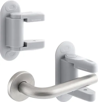 Produktbild von InnovaGoods® DLooky Türsicherheitsschloss (2 Stück), schützt Ihr Zuhause vor Eindringlingen, diskretes Design und einfach dezu installieren, ideal für Türen und Fenster.