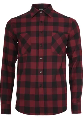 Produktbild von Urban Classics Herren Checked Flanell Shirt TB297, Mehrfarbig (Blk/Burgundy), S