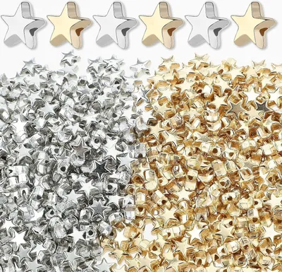Produktbild von 400 Stück Sternperlen Gold 6mm Kleine goldene Acrylperlen Sterne als Zwischenperlen & Perlen Charms zum Armbänder Basteln