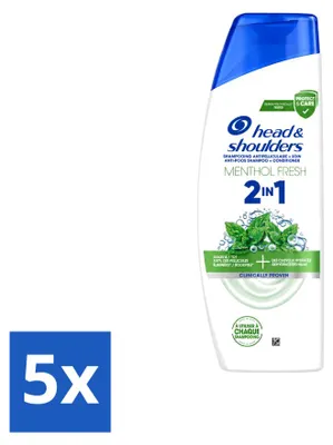 Produktbild von 5 x Head & Shoulders 2-in-1 Menthol Fresh Anti-Schuppen Shampoo 300 ml - Vorteilspackung - 5 Stücke