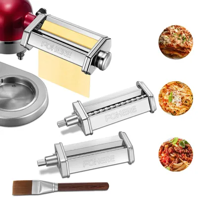 Pastamacher-Aufsatz für Küchenmaschine, 3-teilig, Edelstahl, silber