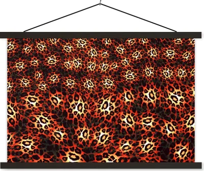 Produktbild von MuchoWow® Textilposter Leopardenmuster - Design - Orange 60x40 cm mit schwarzem Rahmen - Hölzernes