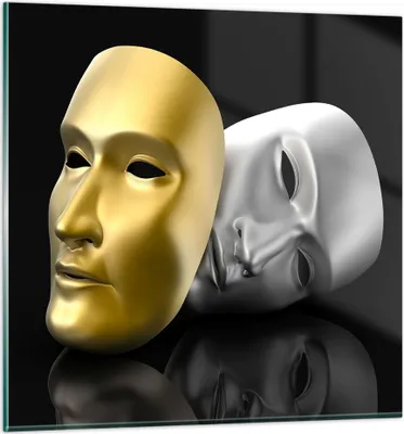 Produktbild von Bilder auf glas - Maske Theater Bühne Schauspieler - 60x60cm - Glasbilder - Wandbilder - Kunstdruck - zum Aufhängen bereit - Wanddekoration aus Glas - Glas Bilder - Wandbild auf Glas - GAC60x60-2432