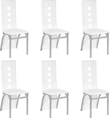 Produktbild von 6er-set Esszimmerstühle Stuhl Hochlehner Polsterstuhl Sitzgruppe Essgruppe Esszimmerstuhl Wartestuhl  Besucherstuhl（Weiß）