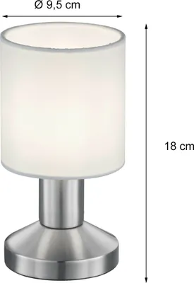 Produktbild von TOUCH Tischleuchte mit Stoffschirm in Weiß - Design Klassiker Nachttischlampen