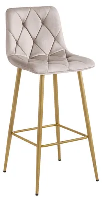 Image de Tabouret de bar Nado en velours beige foncé avec pieds en métal