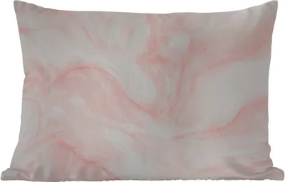 Produktbild von MuchoWow® Outdoor Kissen - Marmor - Weiß - Rosa - Pastell - 50x30 cm - Wetterfest - Lounge Kissen - Sofa kissen - Wohnzimmer Dekoration