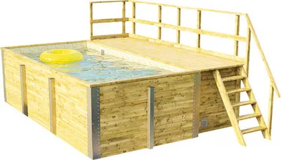Produktbild von Aufstellpool Holzpool-Set Weka 595 rechteckig 490x315x201 cm inkl. Bodenschutzvlies, Innenauskleidung, Filtersand, Skimm