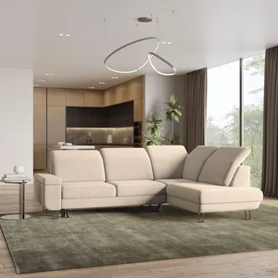 Produktbild von Masseno Ecksofa LERMA R-S mit Schlaffunktion L-Form, Sofa mit Bettkasten, Wohnzimmersofa, Couch, Soffa, Bettsofa, Couchgarnitur- Creme, MONOLITH 04