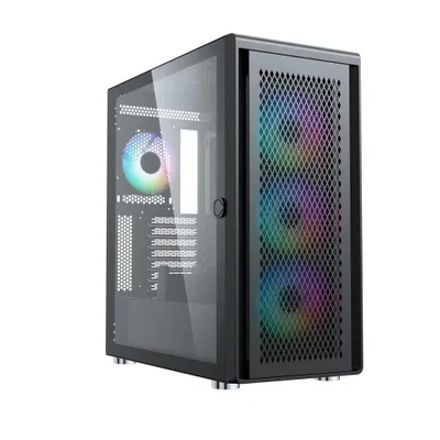 Produktbild von Silentware Air 100 Midi Tower PC-Gehäuse, Metall Mesh-Front, Glas-Seitenfenster, 4x 120mm A-RGB Hydro-Lager Lüfter, GPU 383mm, ATX Netzteil, Schwarz