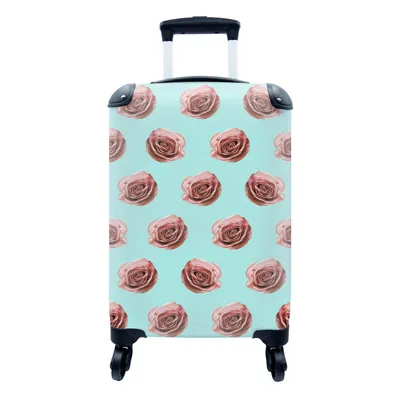 Produktbild von MuchoWow® Koffer Handgepäck Trolley Rollkoffer Kleine Reisekoffer mit 4 Rollen - Rosen - Muster - Blumen - Cabin Size < 55x40x23 cm & 55x40x20 cm - Fotokoffer - Kabinenkoffer - Boardgepäck - Reise-Box - Reisekoffer - Reisegepäck - Koffer mit Bild - Trolley für Kinder