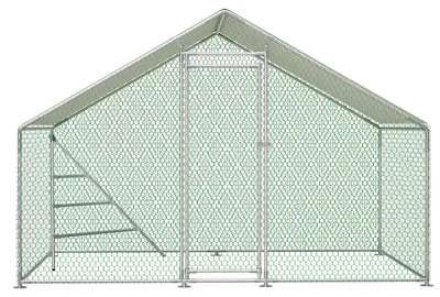 Produktbild von Großer Hühnerstall aus Metall 3x2m mit Klettergerüst – Hühnerstall für Außenbereich mit Dach & großer Lauffläche, wetterfeste Voliere für Hühner & Kleintiere