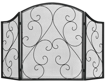 Productafbeelding van HOMCOM Opklapbaar haardrooster, zwart, 66 x 31 x 81 cm