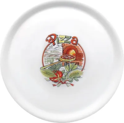 Obrázek produktu pro Porcelánové pizzové talíře Saturnia 31 cm s dekorací "Pizza" (6 kusů)