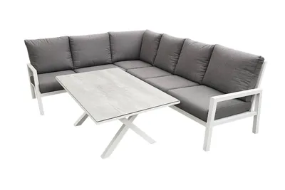 Produktbild von Gartenmöbel Lounge Set Aluminium pulverbeschichtet Sitzgruppe Outdoor weiß