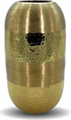 Aluminium Vase rund 14 x 25cm Blumenvase für Pampasgras Trockenblumen Sträuße gold