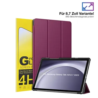 Produktbild von Schutzhülle + 2x 4H Displayfolie für Samsung Galaxy Tab A9 2023 8.7 Zoll Cover Case Schutz Tablet Farbe: Lila