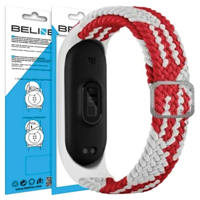 Zdjęcie produktu dla Beline Pasek Mi Band 3/4 Textile Red/White  Czerwony/Biały