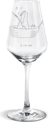 Produktbild von Mr. & Mrs. Panda Weinglas Pinguin Angelboot - Transparent - Geschenk, Angeln, Weißwein Kelch, Boot, Optimistisch, Glas, Weißweinkelch, wein, Scheidung