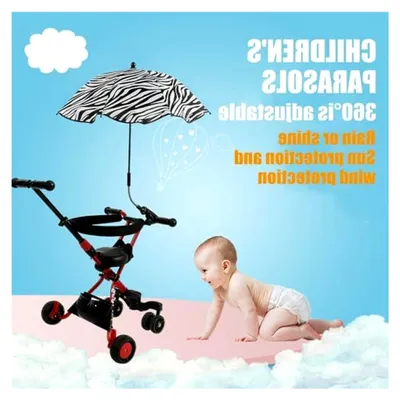 Produktbild von Sonnenschirm für Kinderwagen mit UV-Schutz 50+ und verstellbarer Klemme