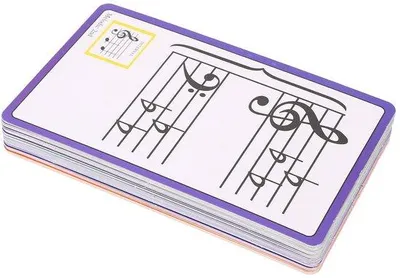 Image de Cartes flash musicales recto-verso, peintes en jaune - Cartes d'apprentissage pour l'éducation - Codées par couleur - Couleurs vives - Terminologie musicale - Adaptées aux enfants et aux adultes - Cartes d'apprentissage pour la musique