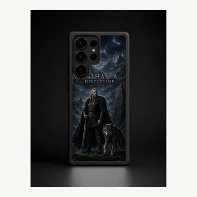 Productafbeelding van Samsung S25 Ultra hoesje, telefoonhoesje, beschermhoesje, case met Valhalla Vikingenmotief – LUNØIR ©
