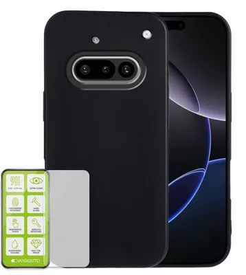 Produktbild von Für Nothing Phone 3a Silikon TPU Schutz Handy Hülle Cover Schwarz + H9 Hart Glas Folie
