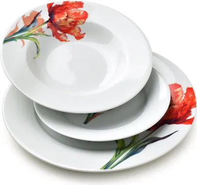 Produktbild von Tafelservice Porzellan AFFEKDESIGN by MONDEX Lea Tulip 27/21,8/19,2 cm Weiß/Rot 18-tlg. (für 6 Personen)
