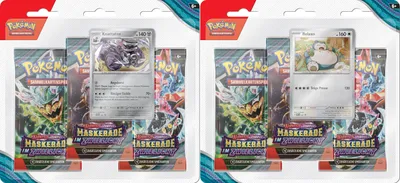 Two blister packs of Pokemon trading cards are displayed side-by-side.