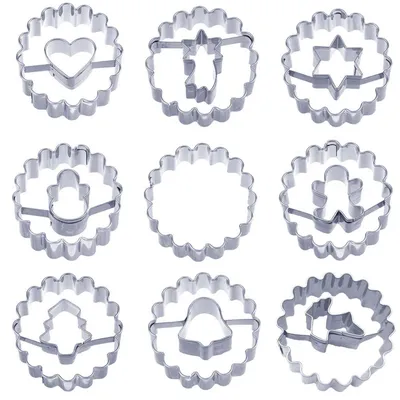 Image de Ensemble de 9 emporte-pièces en acier inoxydable sur le thème de Noël, idéal pour décorer des gâteaux et réaliser des biscuits