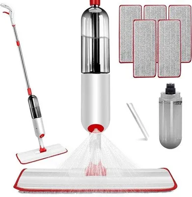 Obrázek produktu pro Mikrovláknový mop na tvrdé podlahy, laminát a dlažbu, opakovaně použitelný, se škrabkou