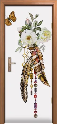 Produktbild von Türposter 80x200 cm Türaufkleber Türtapete Türfolie Klebefolie Natur Blumen Malerei Schlüssele Blumen