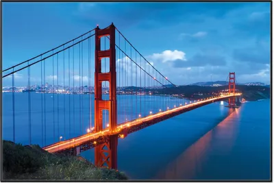 Produktbild von Wallario Wandbild Golden Gate Bridge in San Francisco  USA, Größe: 61 x 91,50 cm, Poster mit schwarzem Aluminiumrahmen