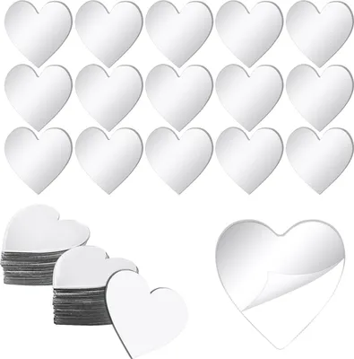 Produktbild von 60 Stück Mini Herz Spiegel (5cm), Selbstklebend Acryl Wandspiegel für Basteln & Deko